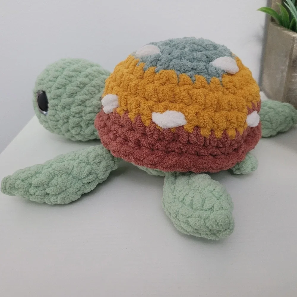 Crochet Sea Turtle Sunflower ,‎ Handmade With Love Cute Gift Animal Turtle